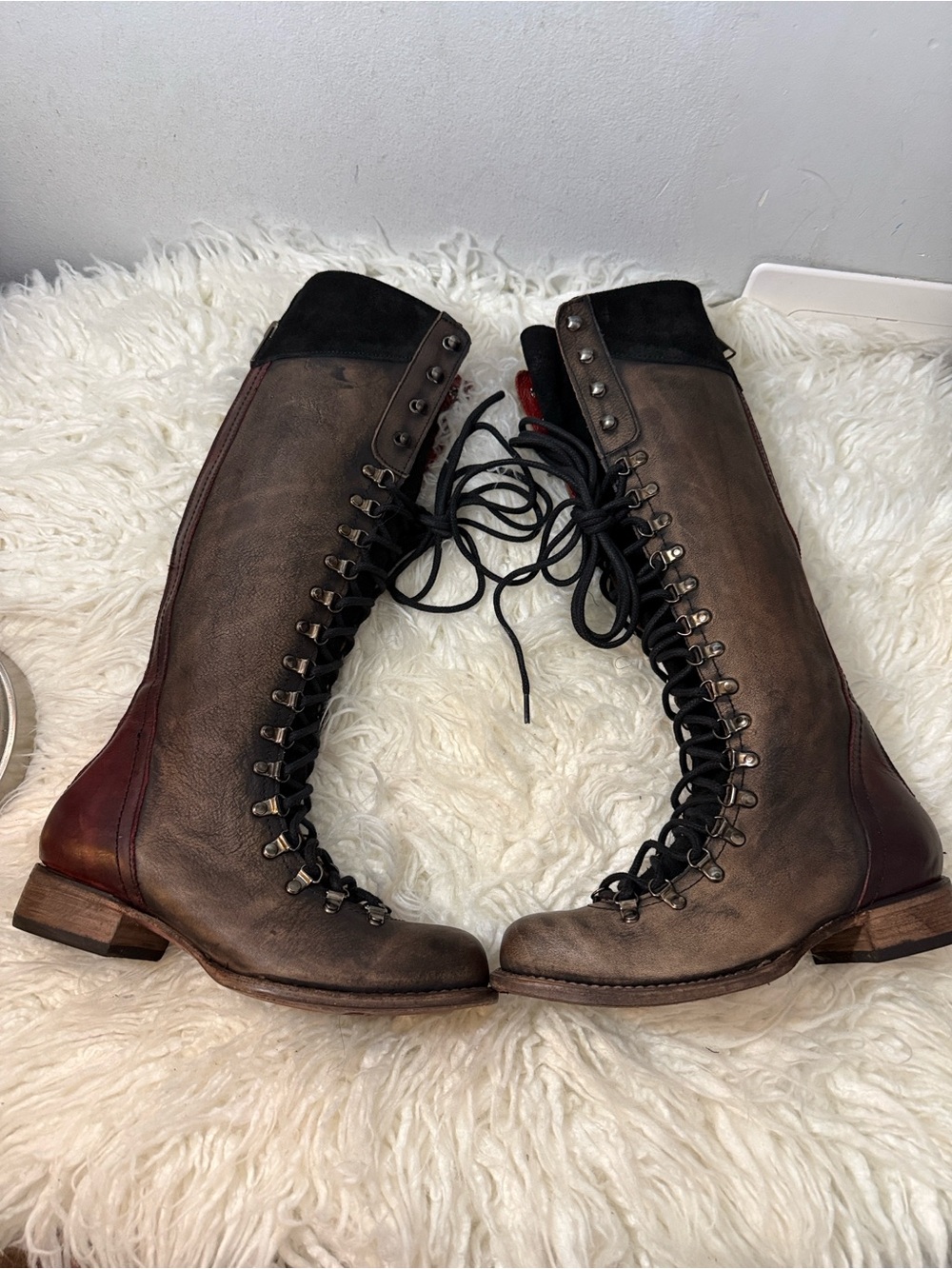 Freebird Raphael Tall Lace-Up Leather Boots in Dark Brown size 9 - Picture 2 of 9